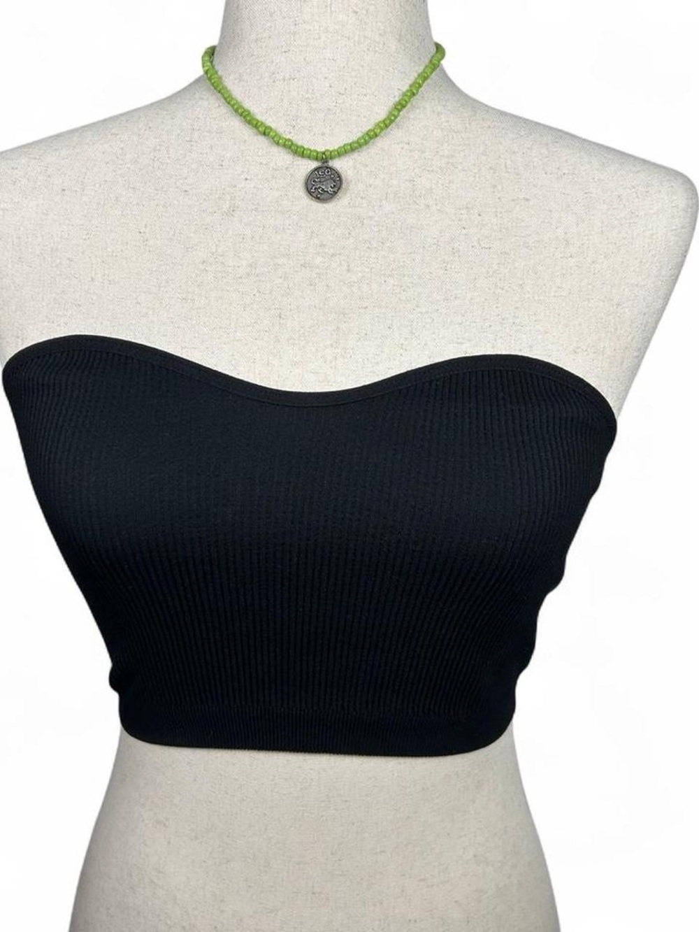 Cotton On Black Ribbed Strapless Tube Crop Top